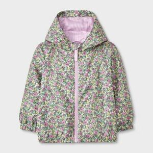 Cat & Jack Baby Floral Hooded Windbreaker  Jacket - Pink, Green, Yellow